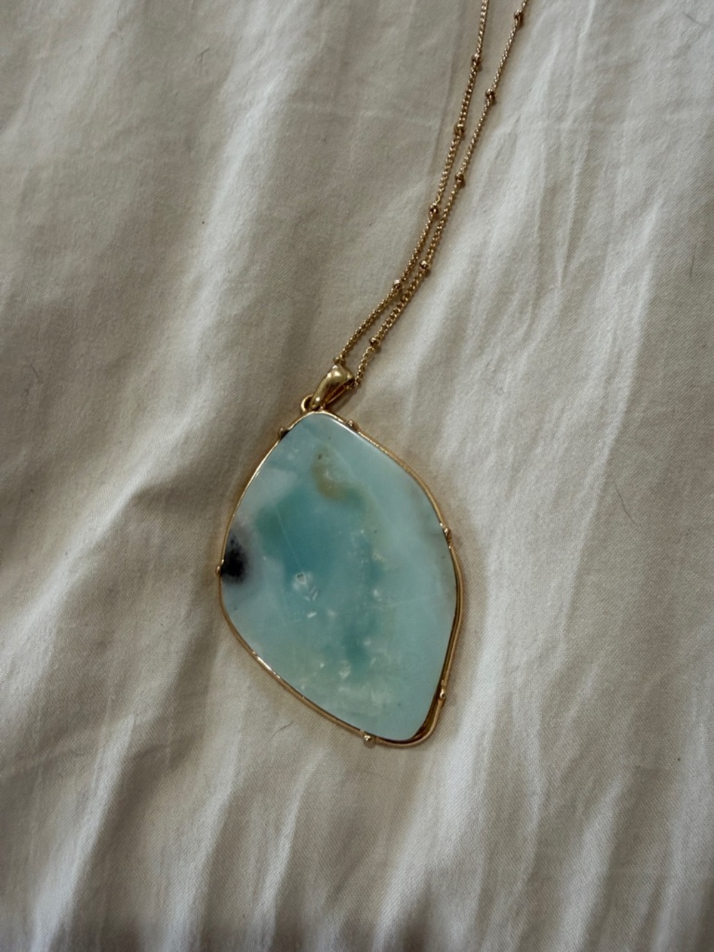 Aqua Blue Stone Pendant Necklace - Women Jewelry